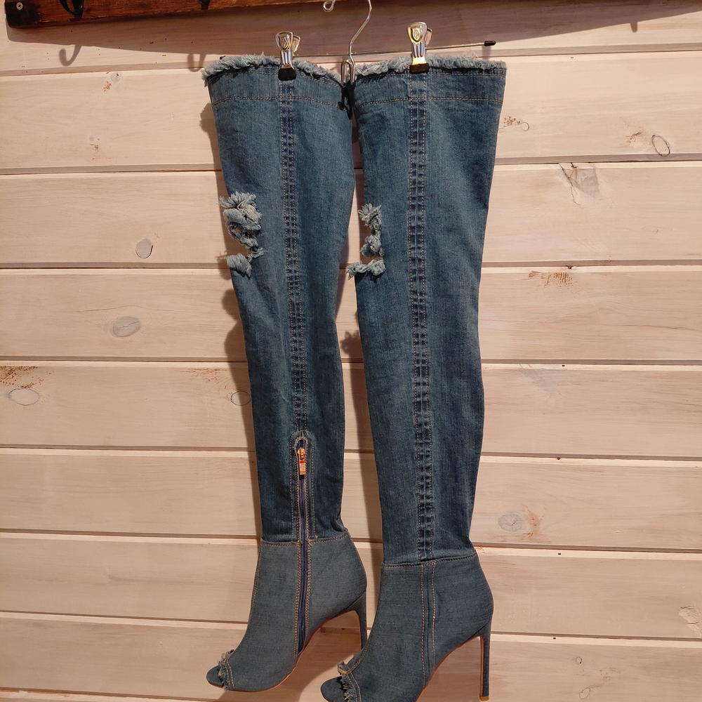 Stylish Denim Over-the-Knee Boots